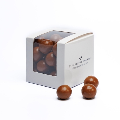 Hazelnuts coated with milk chocolate