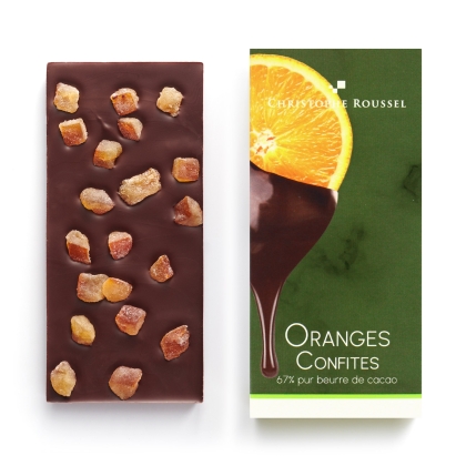 Tablette de chocolat 67% aux Oranges confites